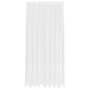 vidaXL Spitzenvorhang mit Vorhängen Floral Weiß 300 x 200 cm Polyester