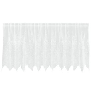 vidaXL Spitzenvorhang mit Vorhängen Floral Weiß 120 x 300 cm Polyester