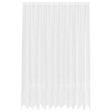 vidaXL Spitzenvorhang mit Vorhängen Floral Weiß 260 x 300 cm Polyester