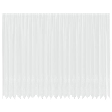 vidaXL Spitzenvorhang mit Vorhängen Floral Weiß 300 x 600 cm Polyester