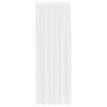 vidaXL Spitzenvorhang mit Vorhängen Floral Weiß 280 x 150 cm Polyester