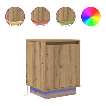 vidaXL Nachttisch mit LED-Leuchten Artisan-Eiche 38x34x50 cm