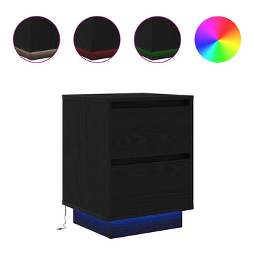 vidaXL Nachttisch mit LED-Leuchten Schwarz 38x34x50 cm
