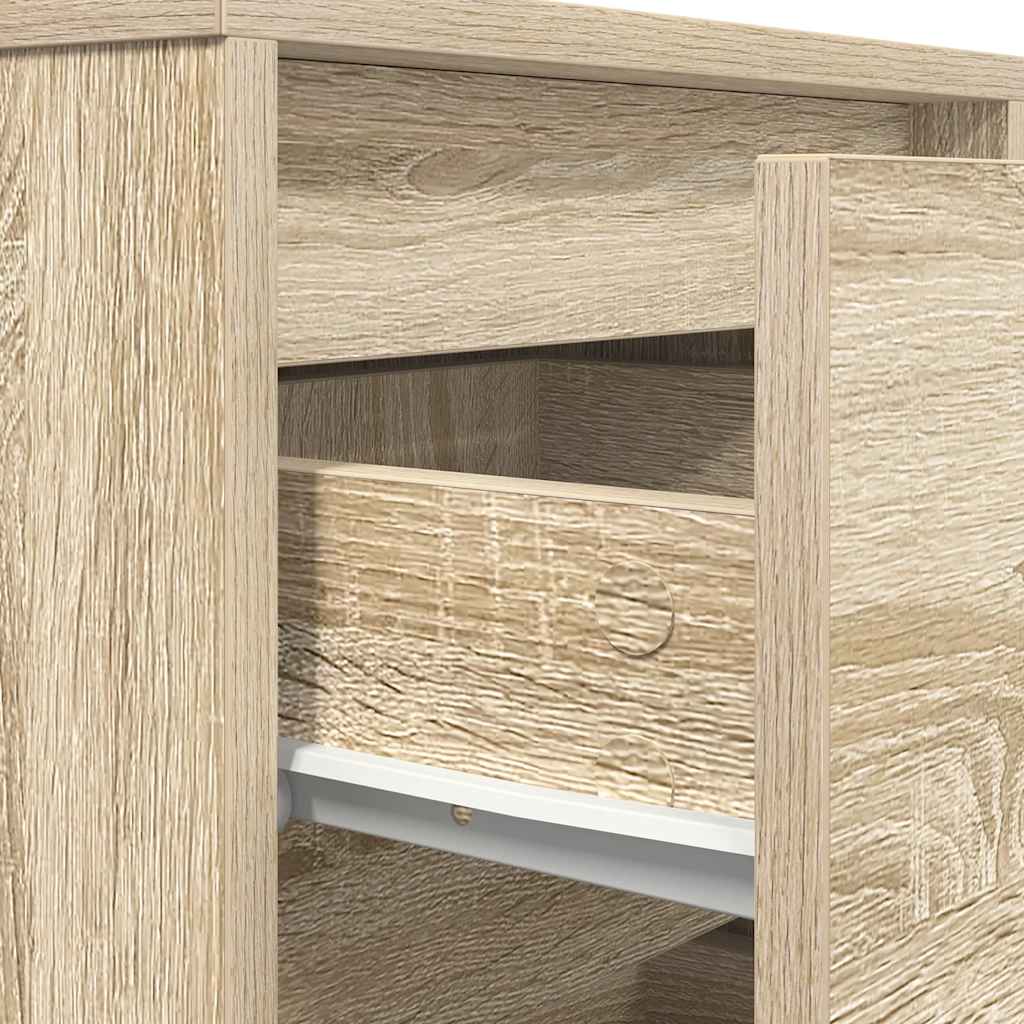 vidaXL Nachttische mit LED-Leuchten 2 Stk. Sonoma-Eiche 38x34x50 cm