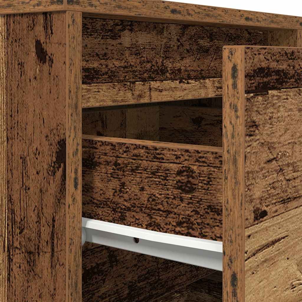 vidaXL Nachttische mit LED-Leuchten 2 Stk. Altholz-Optik 38x34x50 cm