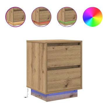 vidaXL Tables de chevet avec lumières LED 2 pcs Chêne artisan 38x34x50 cm