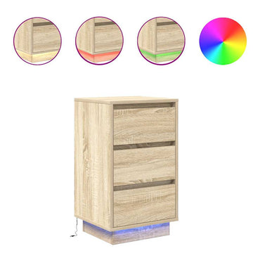 vidaXL Nachttisch mit LED-Leuchten Sonoma-Eiche 38x34x65 cm