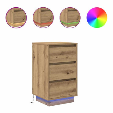 vidaXL Nachttisch mit LED-Leuchten Artisan-Eiche 38x34x65 cm