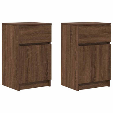 vidaXL Nachttische 2 Stk. Braun Eichen-Optik 39x35x65 cm Holzwerkstoff