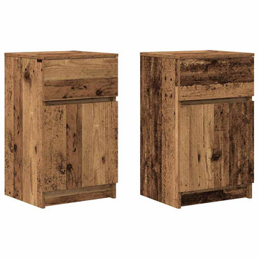 vidaXL Nachttische 2 Stk. Altholz-Optik 39x35x65 cm Holzwerkstoff