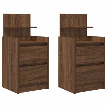 vidaXL Tables de chevet avec 2 tiroirs 2 pcs Aspect chêne marron