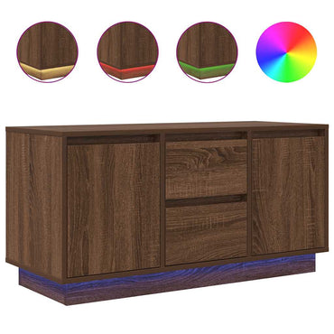 Meuble TV vidaXL avec lumières LED marron aspect chêne 100x41x50 cm