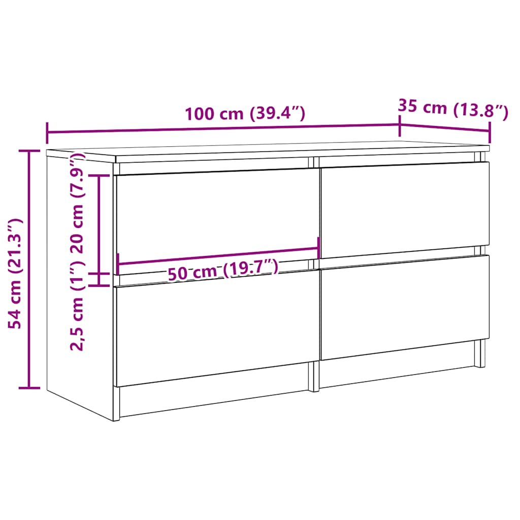 vidaXL TV-Schrank Räuchereiche 100x35x54 cm Holzwerkstoff