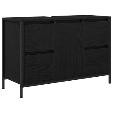 Meuble bas de lavabo avec tiroirs noir aspect chêne vidaXL