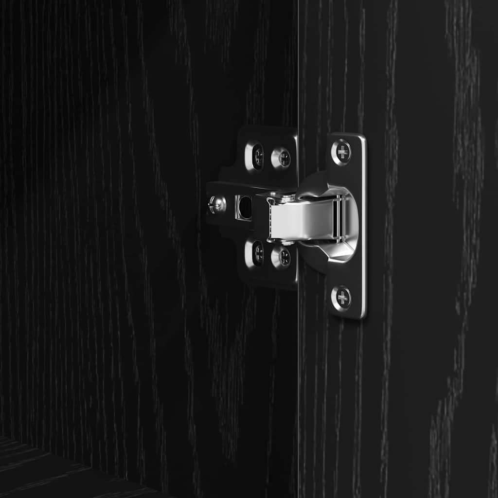 Badschrank mit Regalen Schwarz Eichen-Optik 76,5x35x95 cm