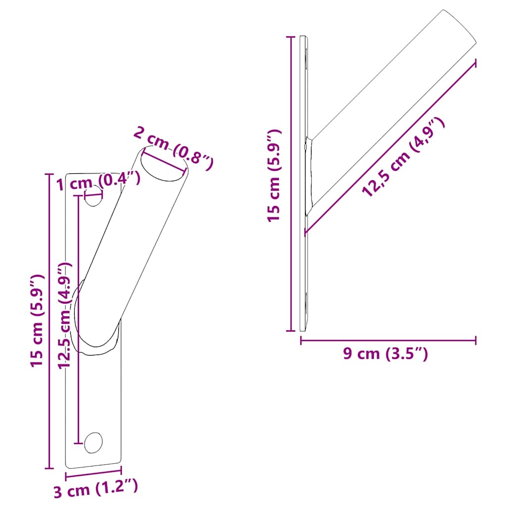 Fahnen Pole Holde Silber 15 x 3 x 0,35 cm Stahl