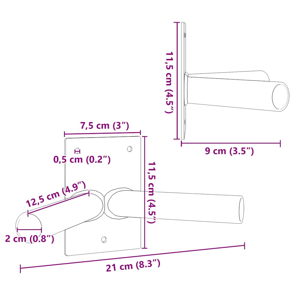 Fahnen Pole Holde Silber 11,5 x 7,5 x 0,2 cm Stahl
