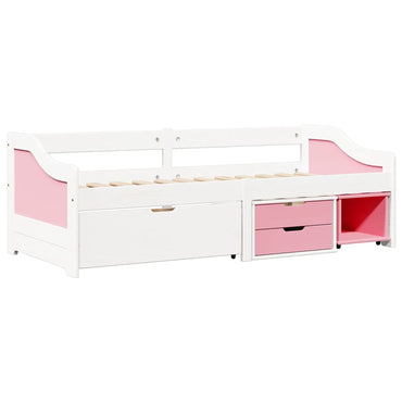 vidaXL Tagesbett mit 3 Schubladen ohne Matratze Weiß Rosa 90x200cm