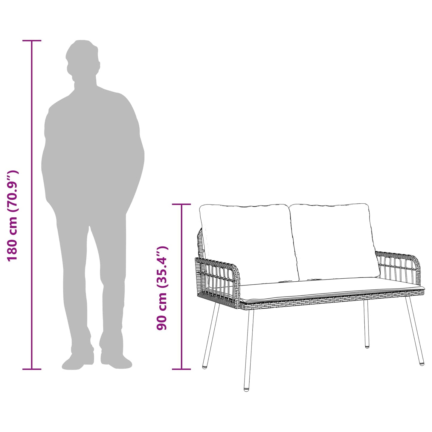 Gartenbank mit Kissen Anthrazit 114 x 64 x 90cm Stahl
