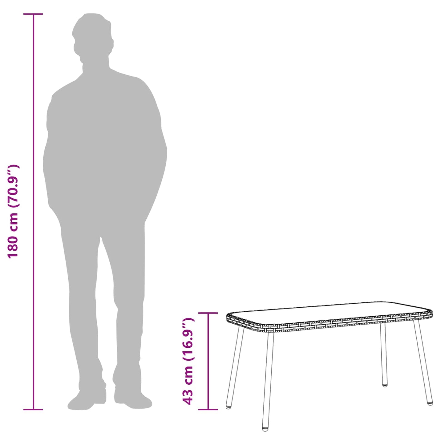 vidaXL Couchtisch Braun und Schwarz 90 x 45 x 43 cm
