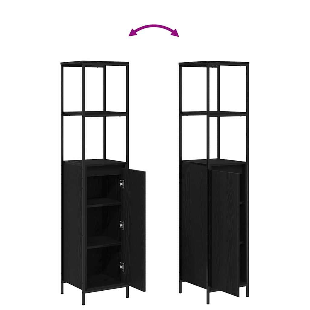 vidaXL Ensemble de meubles de salle de bain avec étagère 5 pcs Noir 76,5 x 35 x 95 cm