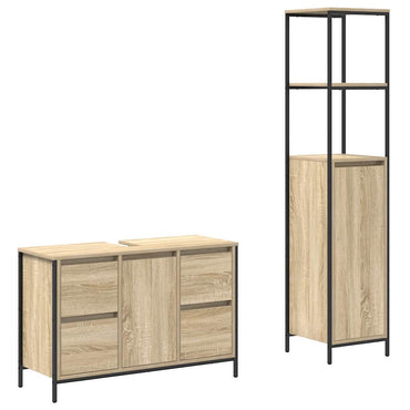 vidaXL Badezimmermöbel-Set mit Regal 2 pcs Sonoma Eiche und Schwarz