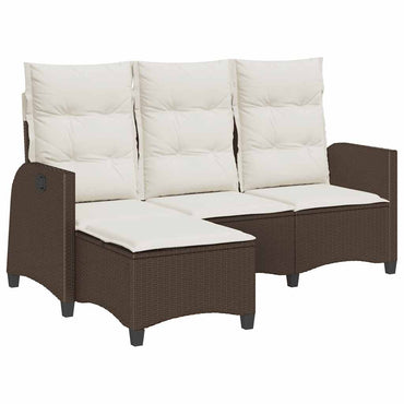 vidaXL Canapé de jardin inclinable avec coussins, forme en L, rotin synthétique, marron