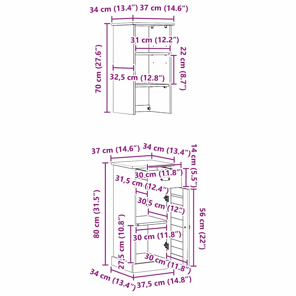 Badezimmermöbel-Set mit Regal VIGO 2 pcs Weiß und Antikweiß