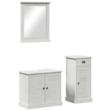 vidaXL Ensemble de meubles de salle de bain 3 pcs Blanc antique Bois de pin massif