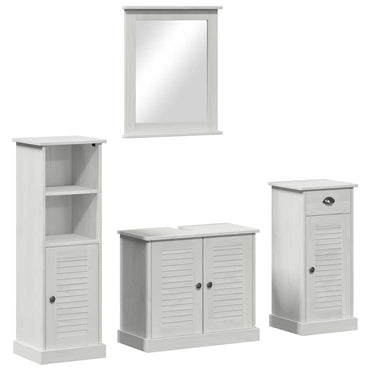 vidaXL Ensemble de meubles de salle de bain 4 pcs Blanc antique Bois de pin massif