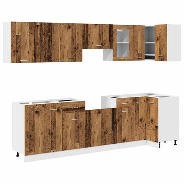vidaXL 11-tlg. Küchenschrank-Set Lyon Altholz-Optik Holzwerkstoff