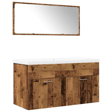 vidaXL Ensemble de meubles de salle de bain 3 pièces en aggloméré aspect bois de récupération