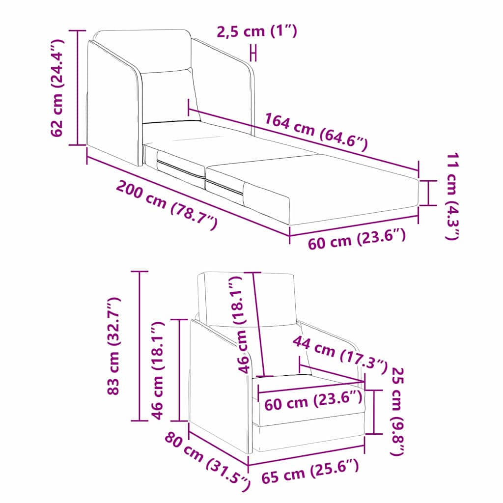 vidaXL Schlafsofa Weinrot 65 x 80 x 83 cm Samt