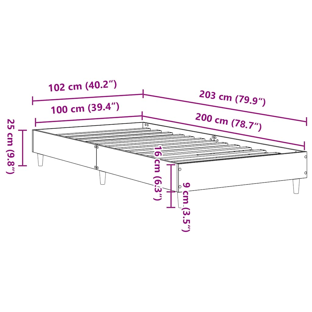 vidaXL Bettgestell ohne Matratze Weiß 100x200 cm Holzwerkstoff