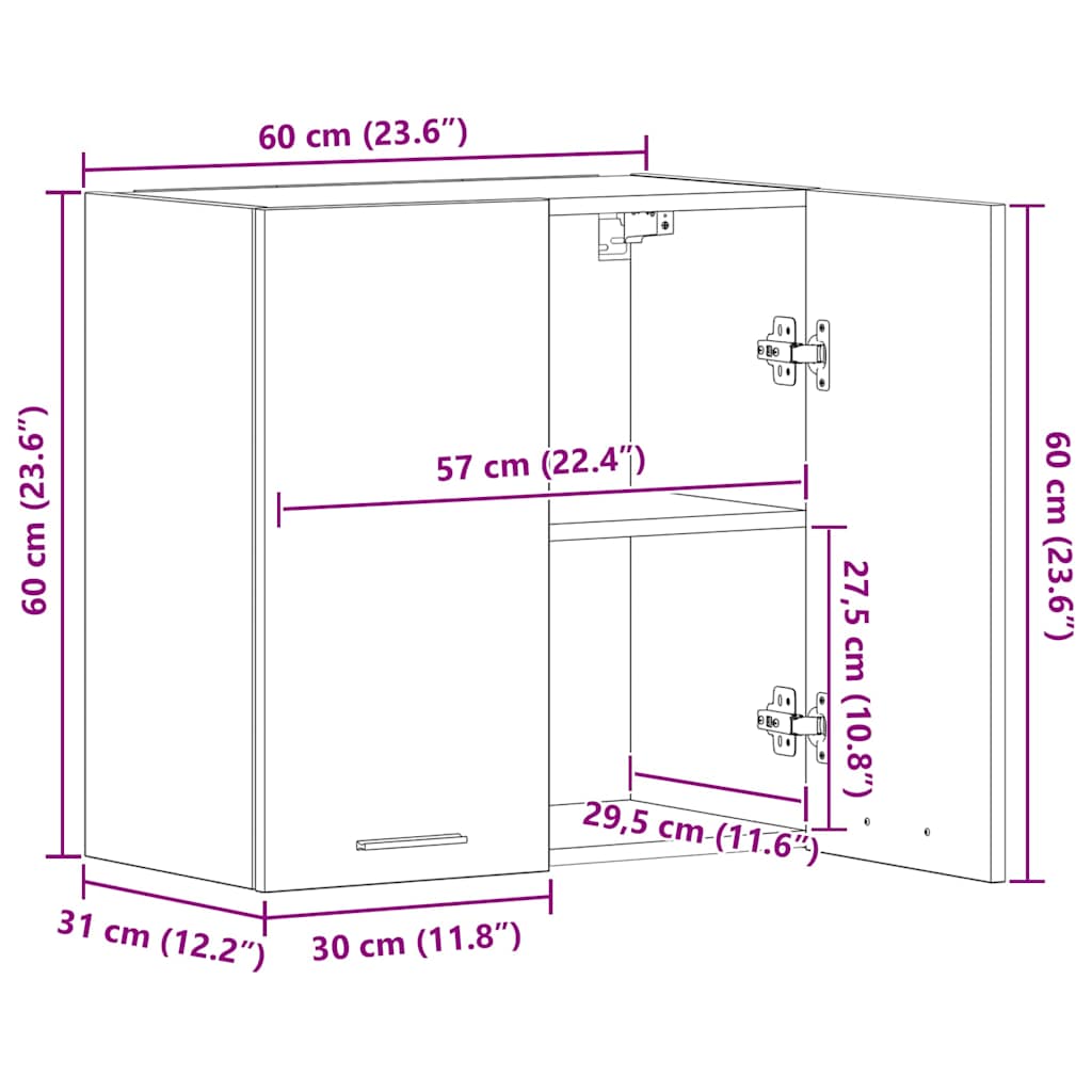 vidaXL Meuble haut de cuisine Lyon aspect bois de récupération 60x31x60 cm bois d'ingénierie
