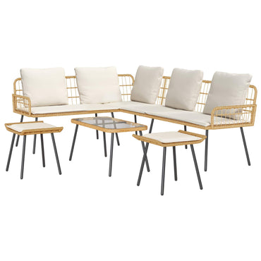 vidaXL Gartensofa-set mit Kissen 4 pcs Natur Poly-Rattan
