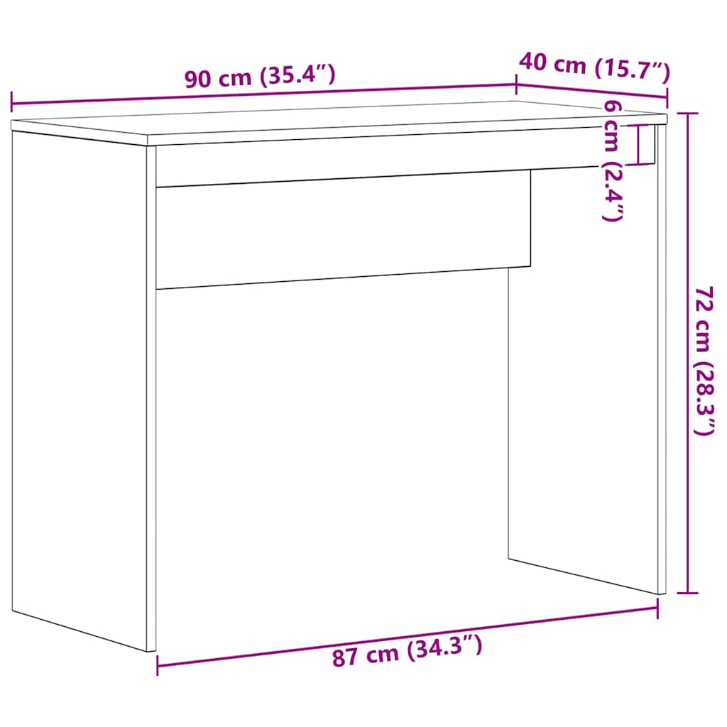 vidaXL Schreibtisch Schwarze Eiche 90 x 40 x 72 cm Holzwerkstoff