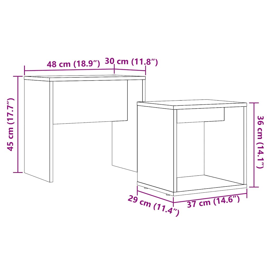 vidaXL Couchtische 2 Stk. Schwarz Eichen-Optik Holzwerkstoff