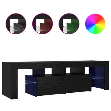 vidaXL TV-Schrank mit LED-Leuchten Schwarz Eichen-Optik 140x36,5x40 cm
