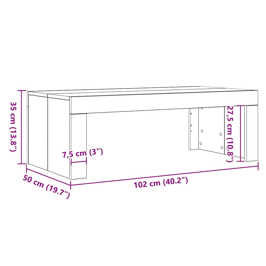 vidaXL Couchtisch Schwarz Eichen-Optik 102 x 50 x 35 cm Holzwerkstoff
