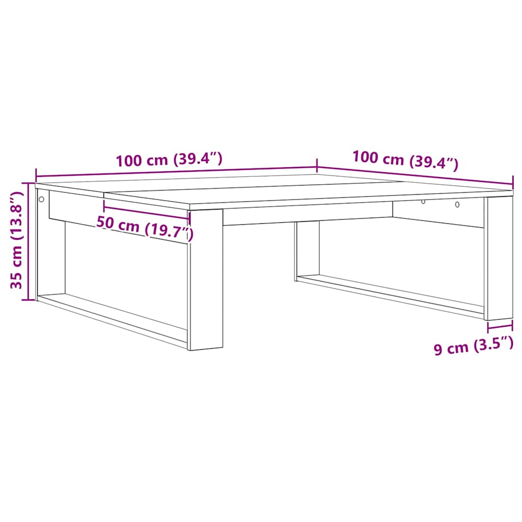 vidaXL Couchtisch Schwarz Eichen-Optik 100 x 100 x 35 cm Holzwerkstoff