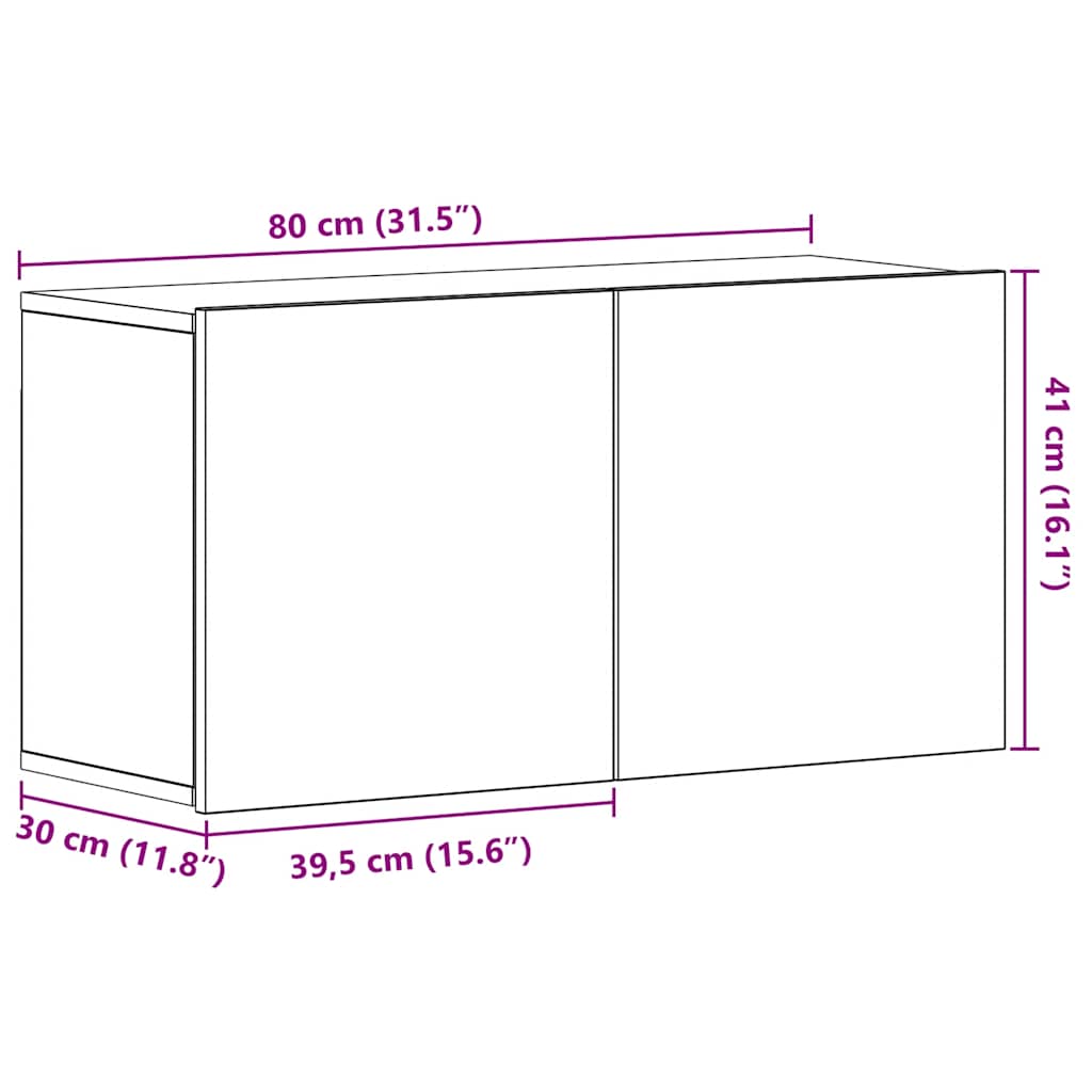 vidaXL TV-Schrank Schwarze Eiche 80 x 30 x 41 cm Holzwerkstoff