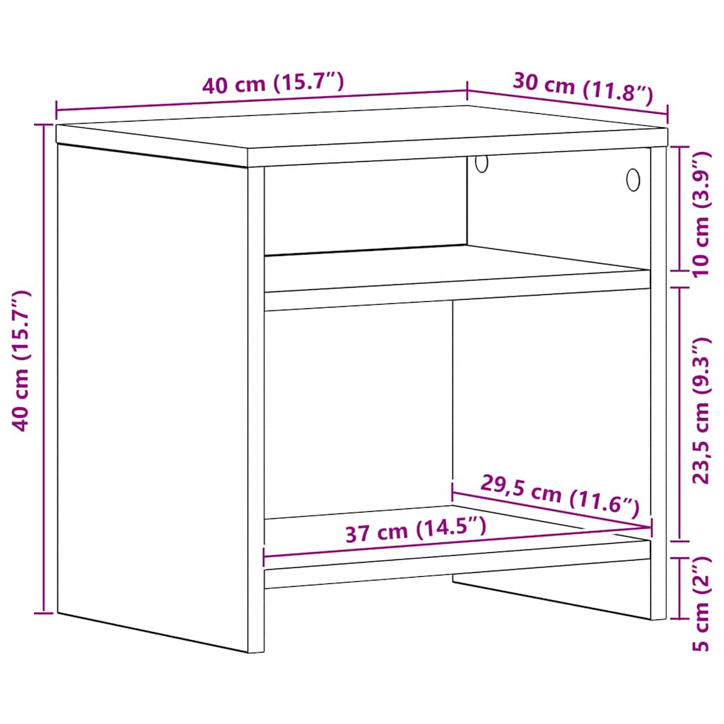 vidaXL Nachttisch Schwarz Eichen-Optik 40x30x40 cm Holzwerkstoff