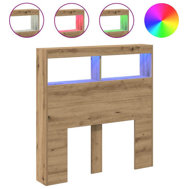 vidaXL LED-Kopfteil mit Ablagen Artisan-Eiche 100x17x102 cm