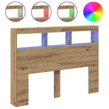 vidaXL LED-Kopfteil mit Ablagen Artisan-Eiche 140x17x102 cm