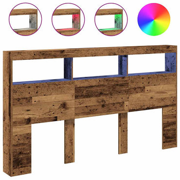 vidaXL LED-Kopfteil mit Ablagen Altholz-Optik 180x17x102 cm