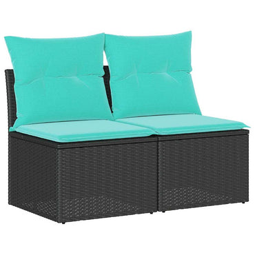 vidaXL 2-tlg. Garten-Sofagarnitur mit Kissen Schwarz Poly Rattan