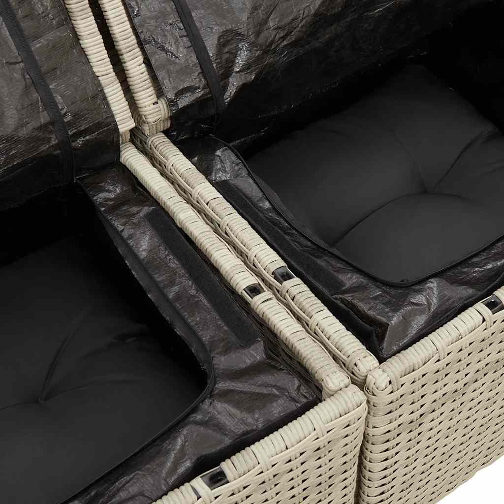 vidaXL 4-tlg. Garten-Sofagarnitur mit Kissen Hellgrau Poly Rattan