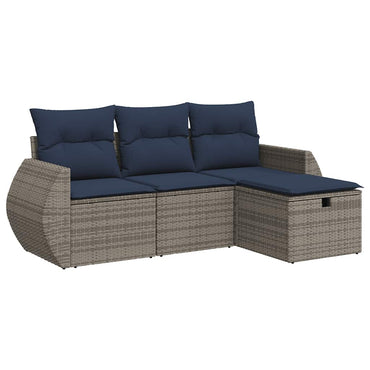 vidaXL Salon de jardin 4 pcs avec coussins Gris Résine tressée