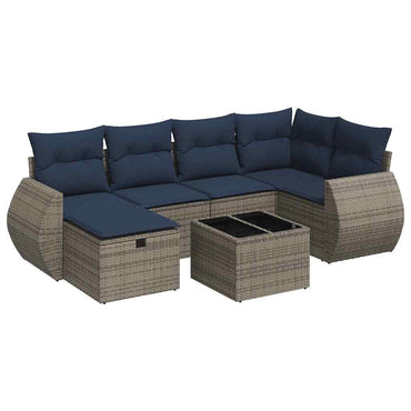 vidaXL Ensemble de canapés de jardin 7 pcs avec coussins Gris Résine tressée
